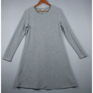 Gap Women Sweater Gray Dress Large Polyester Blend Ribbed Crew Neck Knee Length